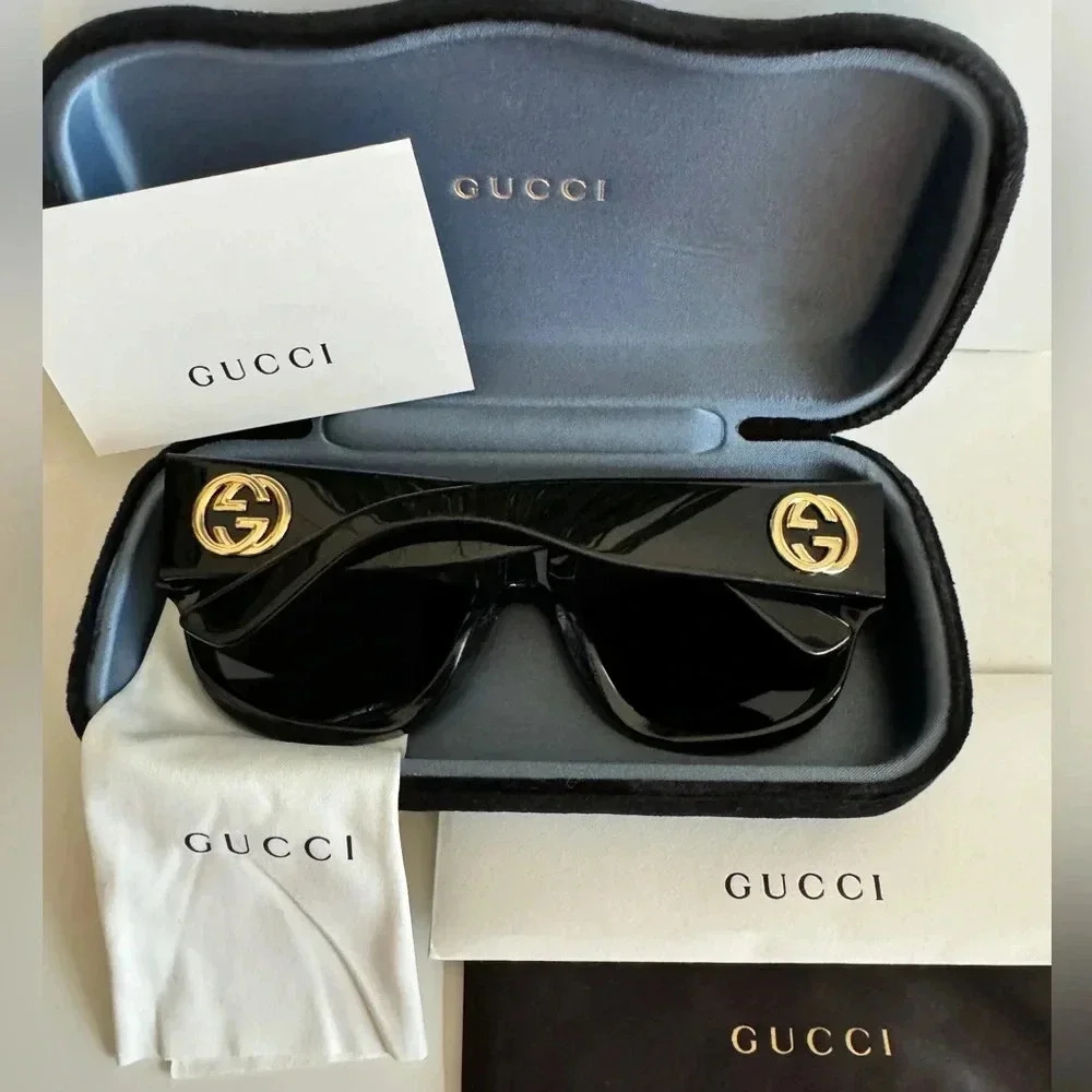 Pre-owned Gucci sunglasses large black 💞 - Picture 3 of 13